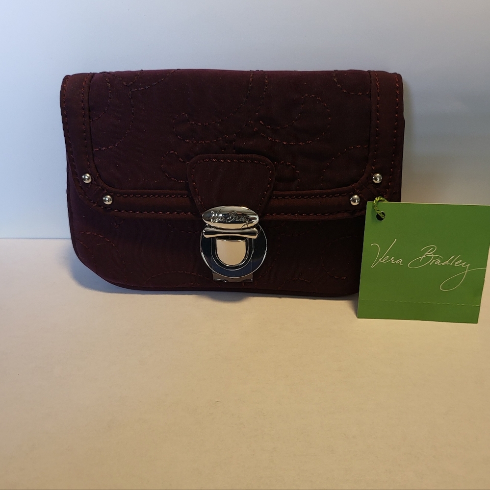 VERA BRADLEY, plum flap wallet.